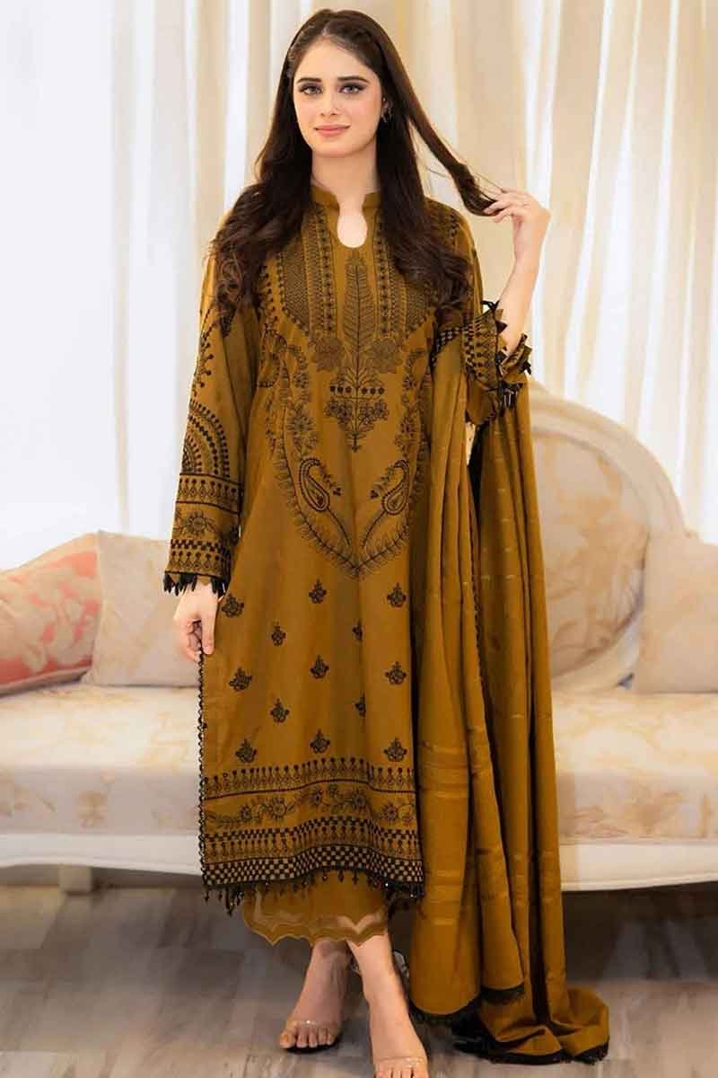 Nafees W89-A Heavy Embroidered Dhanak Dress