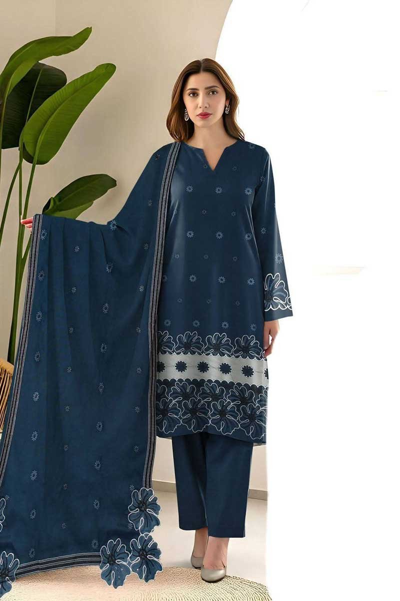 Nafees W214 Heavy Embroidered Dhanak Dress