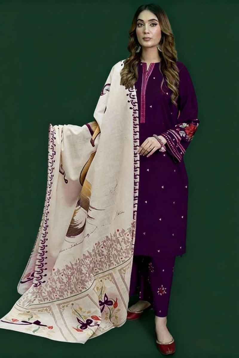 Nafees W30-B Heavy Embroidered Dhanak Dress
