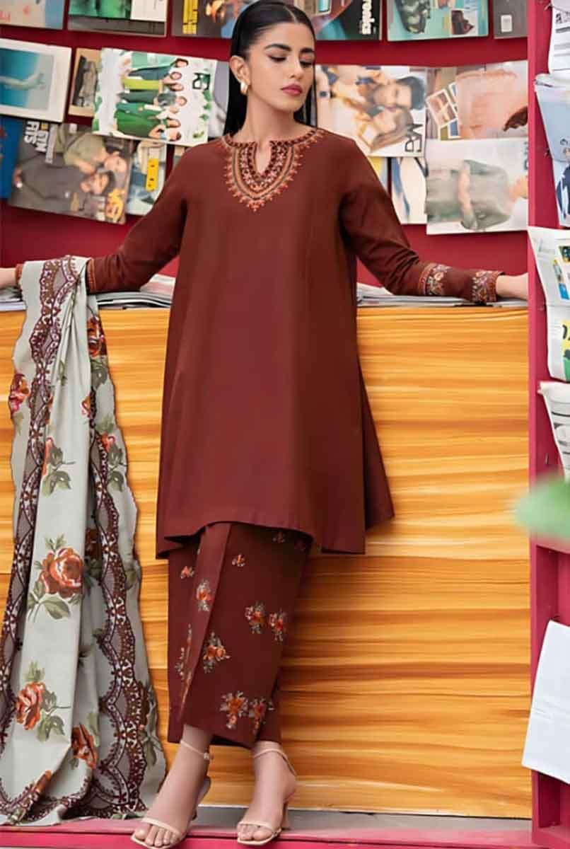 Nafees W46-B Heavy Embroidered Dhanak Dress
