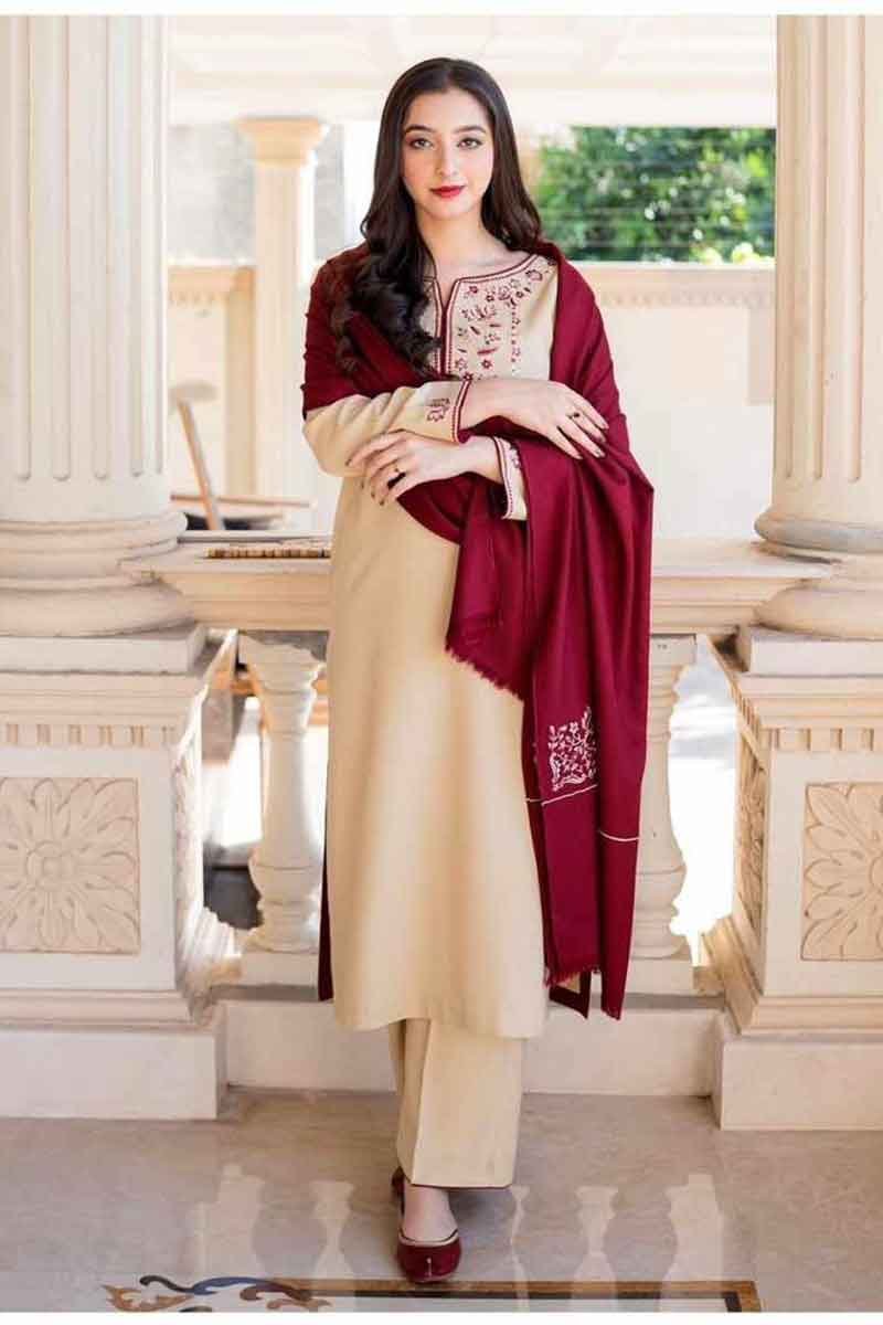 Nafees W68 Heavy Embroidered Dhanak Dress