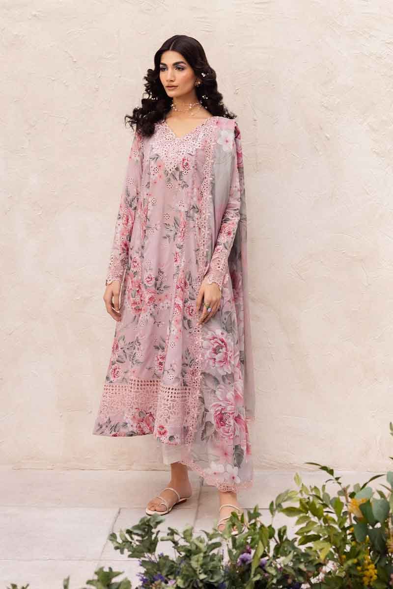 IZNIK W101-Pink Printed & Embroidered Lawn Dress