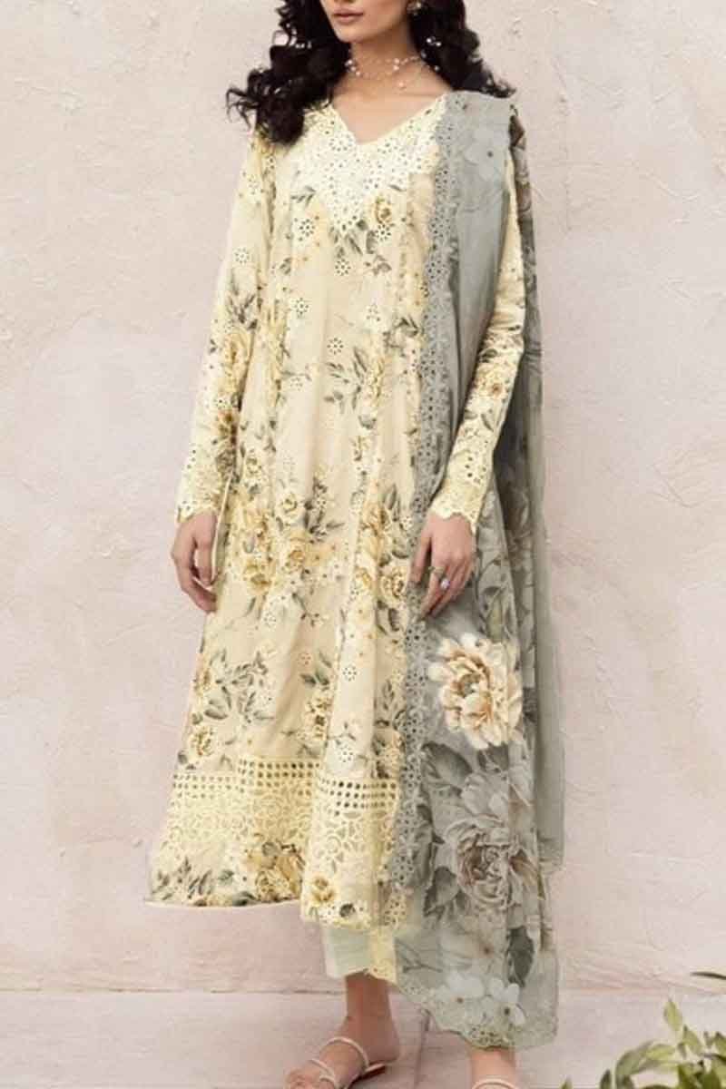 IZNIK W101 Yellow Printed & Embroidered Lawn Dress