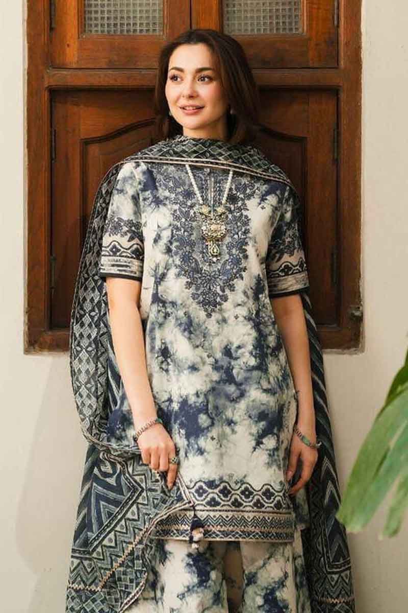 Sapphire Printed & Embroidered Lawn Dress
