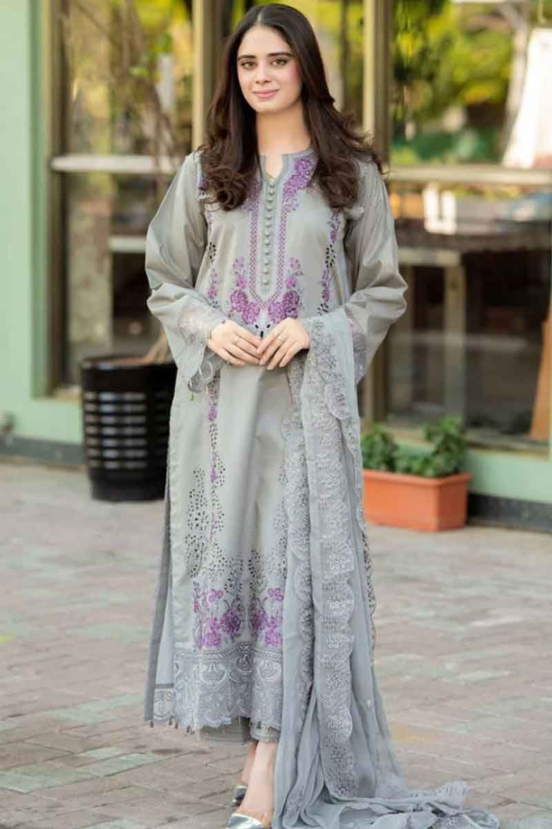 Mushq W1002 Embroidered Lawn Fabric Unstitched 3 Piece Dress
