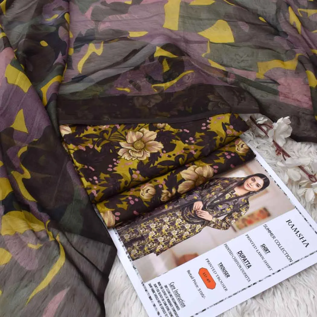 Ramsha P49 Digital Printed Lawn Fabric Unstitched 3 Piece Dress