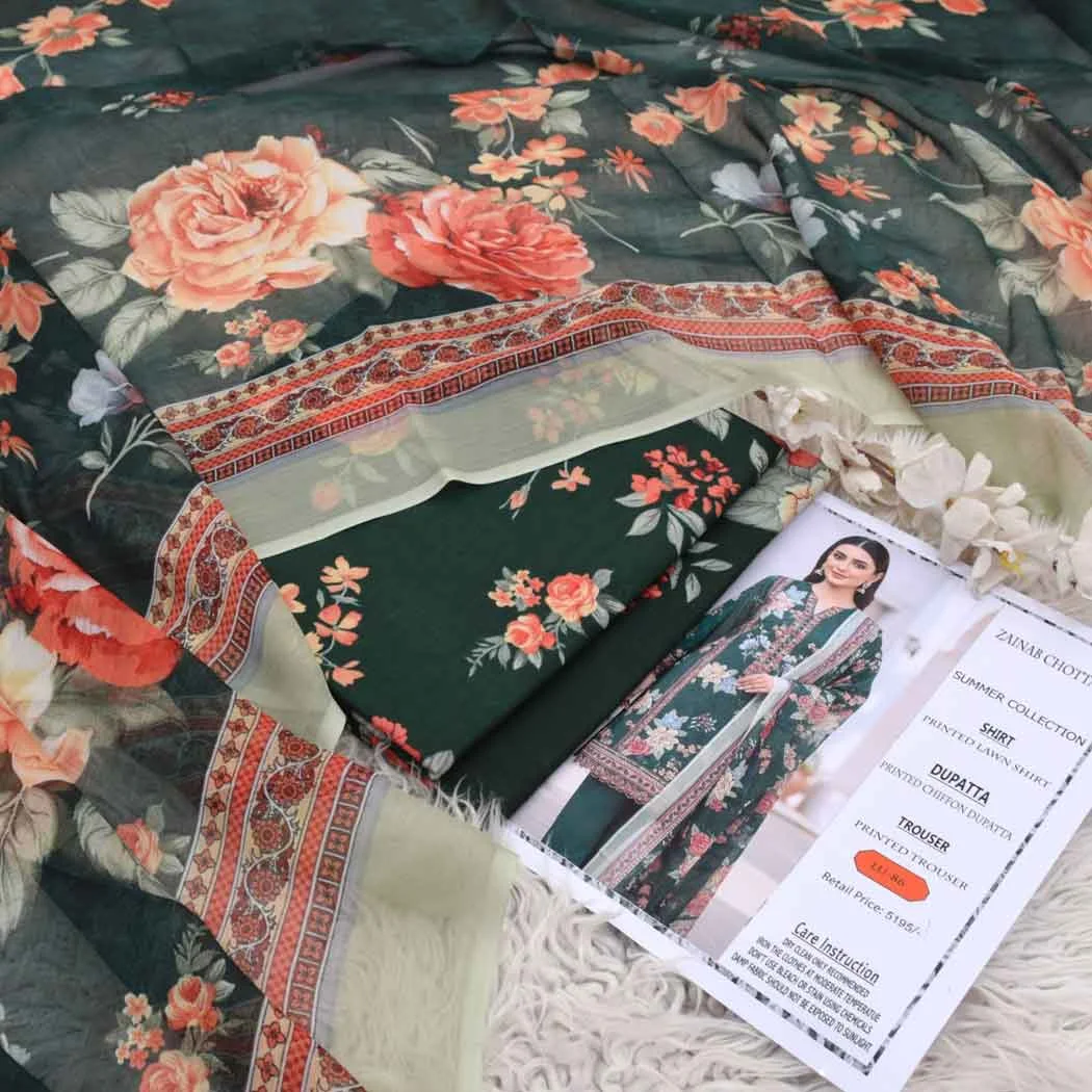 Zainab Chottani P86 Digital Printed Lawn Fabric Unstitched 3 Piece Dress