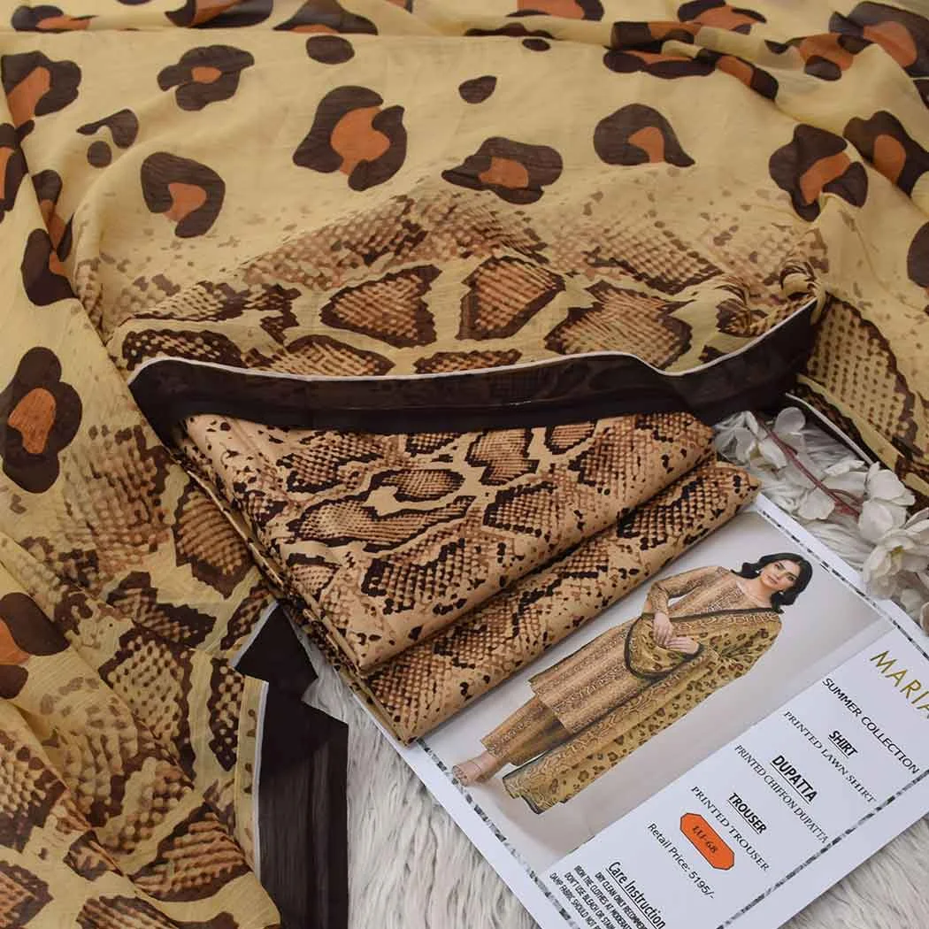 MB P68 Digital Printed Lawn Fabric Unstitched 3 Piece Dress