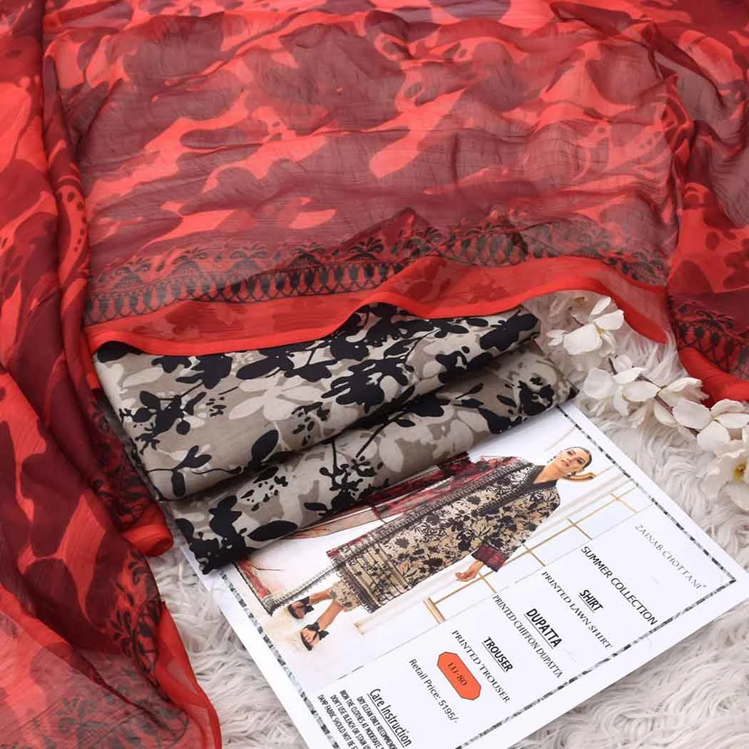 Zainab Chottani P80 Digital Printed Lawn Fabric Unstitched 3 Piece Dress