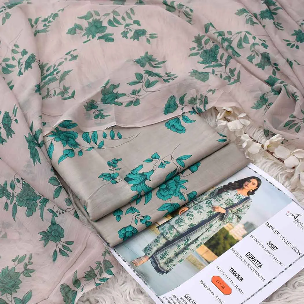 Aneela's P78-B Digital Printed Lawn Fabric Unstitched 3 Piece Dress