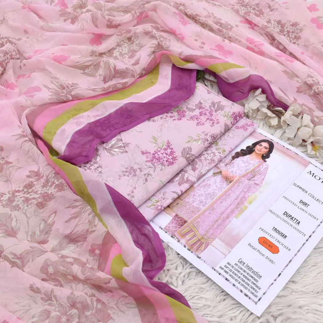 Motifz P83 Digital Printed Lawn Fabric Unstitched 3 Piece Dress