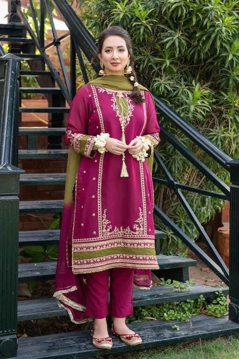 Omal W1007 Embroidered Lawn Fabric Unstitched 3 Piece Dress